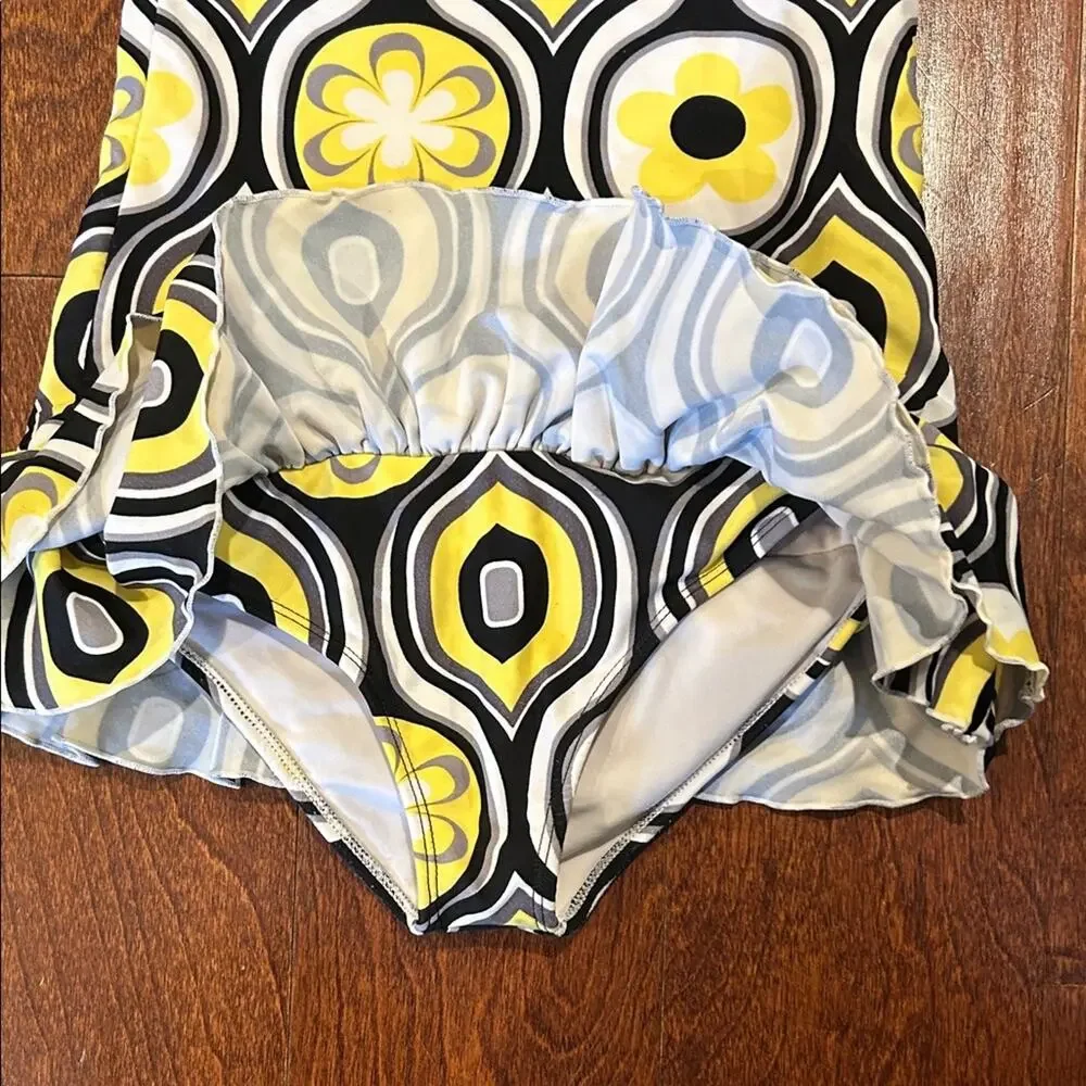 Flowers by Zoe Girl’s Retro Yellow and Black One Piece Bathing Suit, Size 5